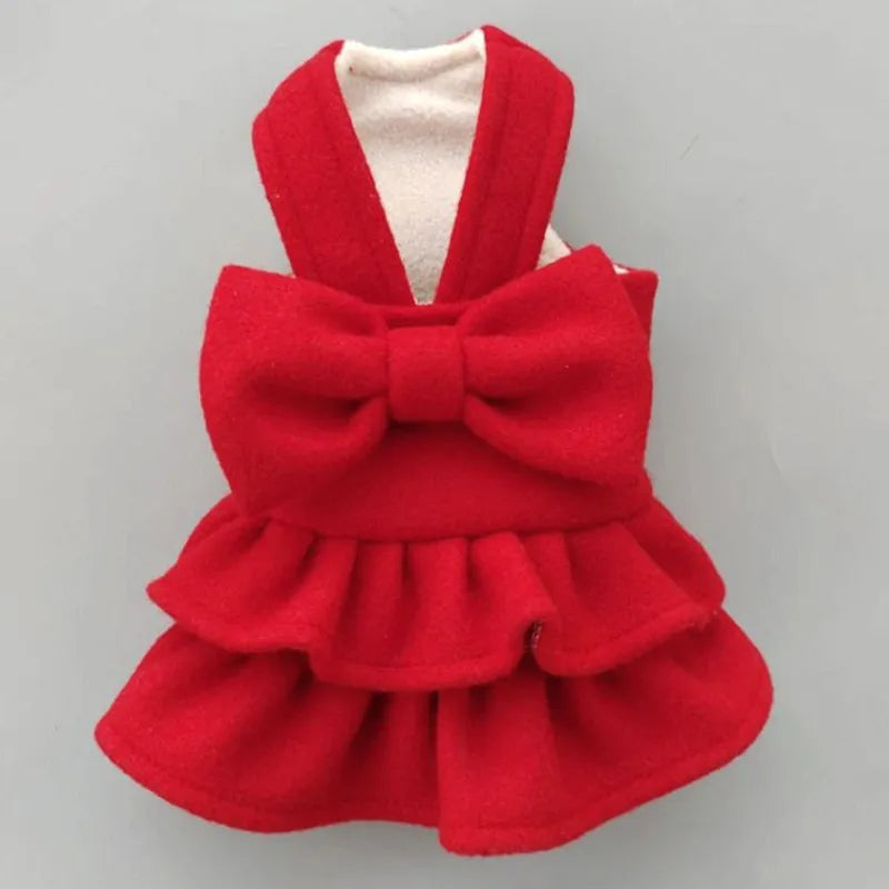 Royal Holiday Pet Dress with Bow Design for Chihuahua and Yorkie S-XXL