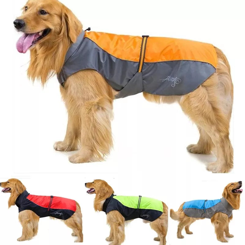 Dog Raincoat with Reflective Strip for Large Breeds