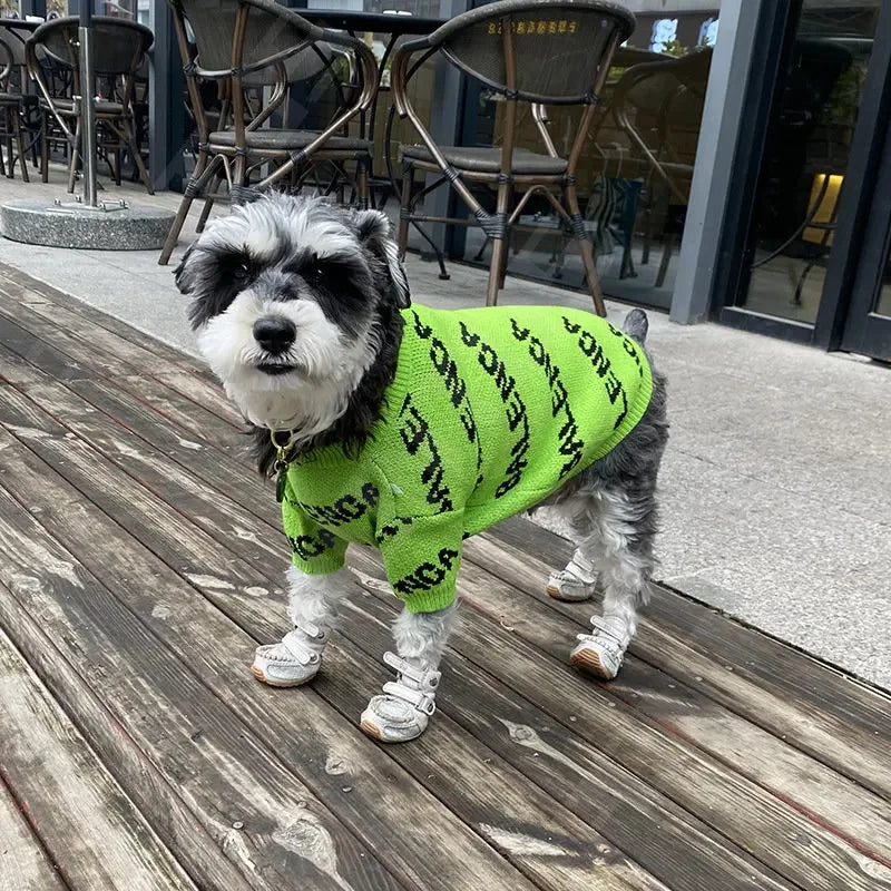 Cozy Knit Dog Sweater with Letter Pattern for Small Pets