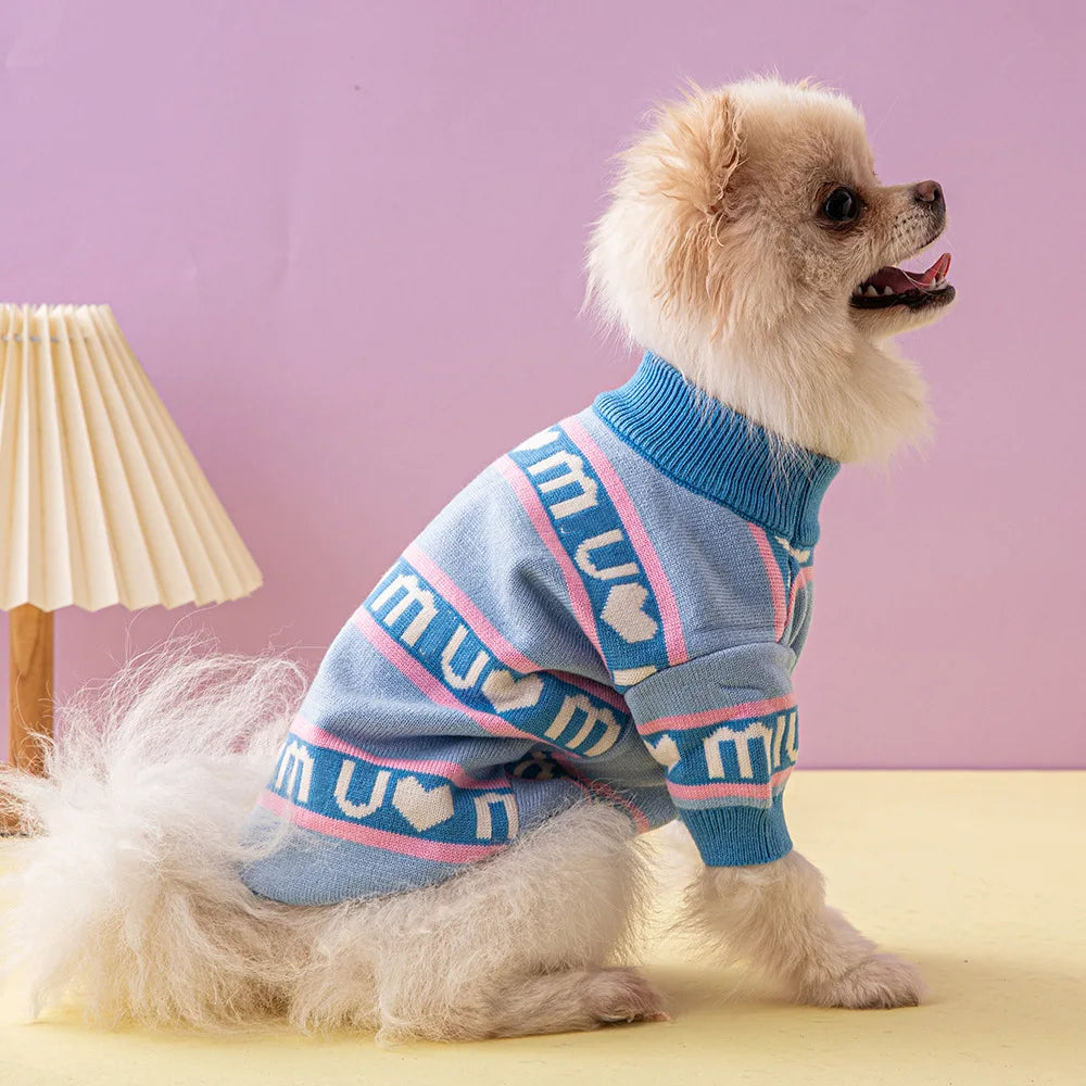 Luxury Dog Clothes Fashion Pet Sweater Dog Knitted Sweater Pomeranian Clothes Schnauzer Cardigan Sweater Dog Apparel Costumes