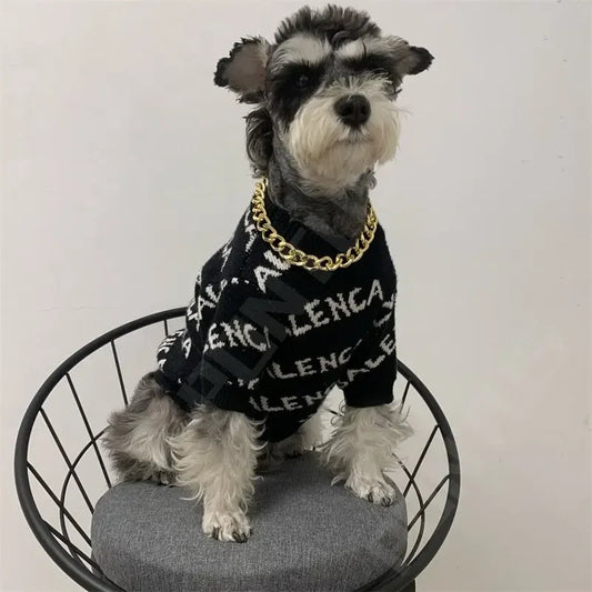 Cozy Knit Dog Sweater with Letter Pattern for Small Pets