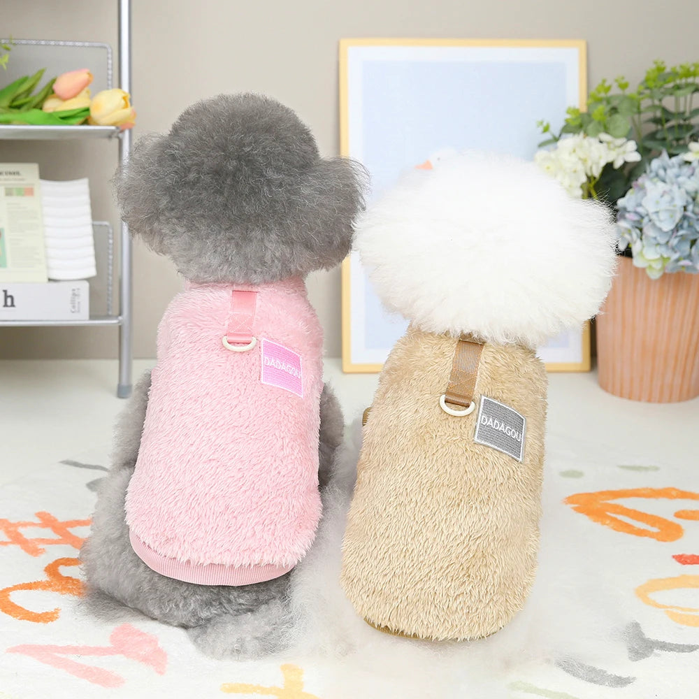 Cozy Soft Coral Fleece Dog Vest Coat for Small to Medium Pets