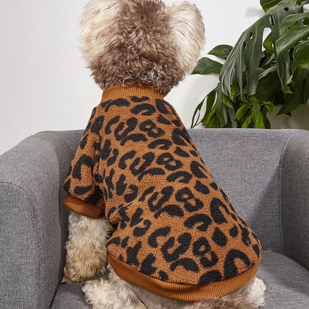 Leopard Print Winter Warm Pet Sweater for Dogs