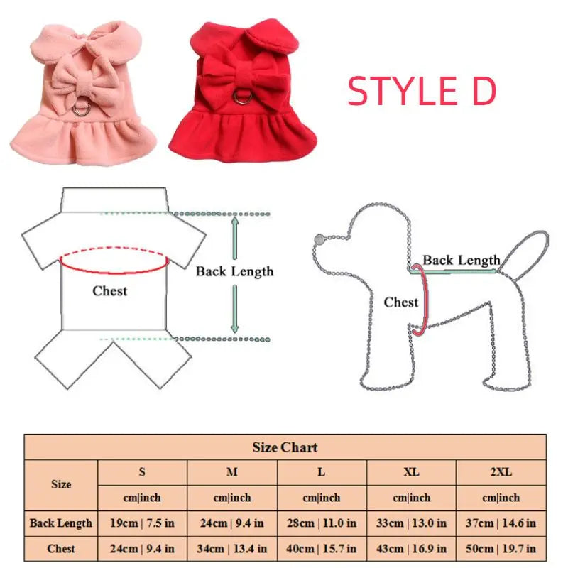 Royal Holiday Pet Dress with Bow Design for Chihuahua and Yorkie S-XXL