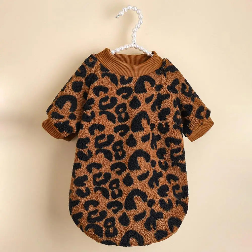 Leopard Print Winter Warm Pet Sweater for Dogs